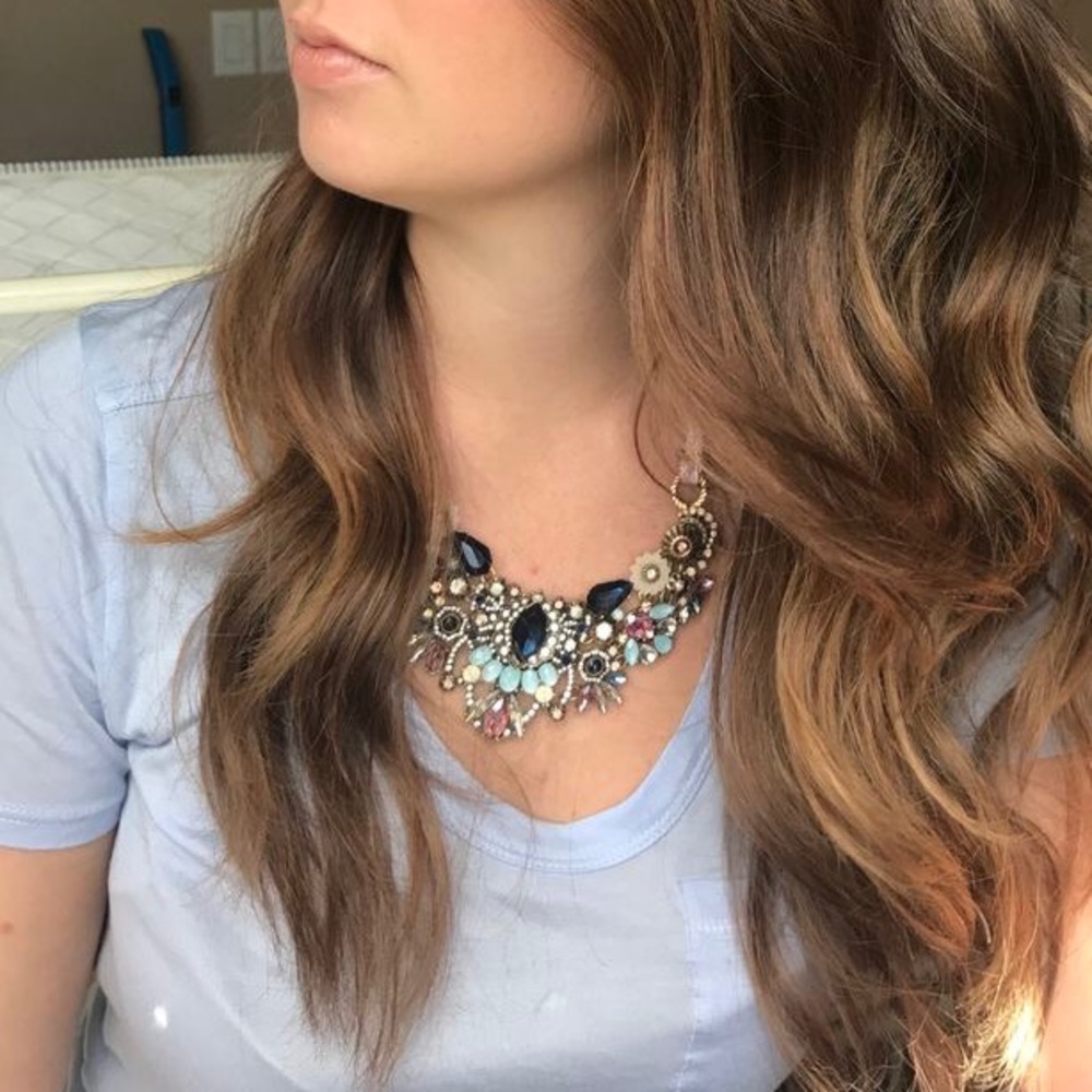 Blush and Blue Statement Necklace - Picture 2 of 7